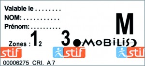Ticket Mobilis do metrô de Paris