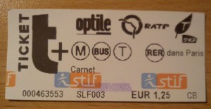 Ticket T+ do Metrô de Paris